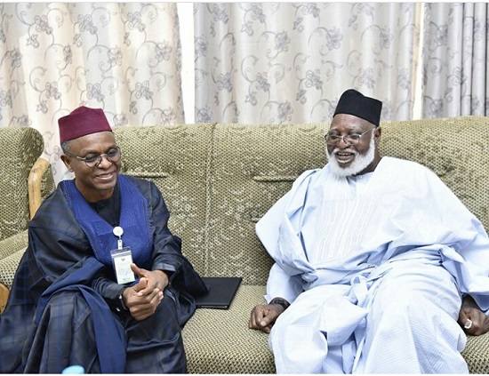 El-Rufai Bends Down to Greet Abdulsalami Abubakar in Zaria [Photos]