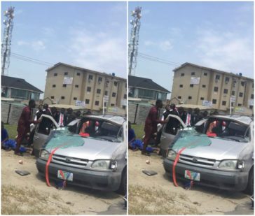 Tears!!!Groom feared dead as car gets involved in an accident in Lagos