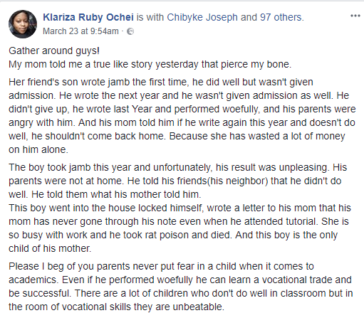 Only Child Commits Suicide After Failing UTME