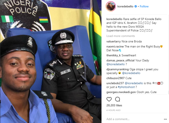 Korede Bello Decorated as Honorary Superintendent of Police by IGP Ibrahim Idris