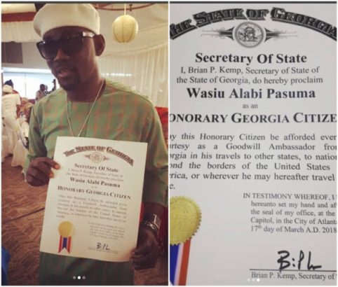 Nigerian Fuji Star, Pasuma Becomes an Honorary Citizen of Atlanta Georgia, USA