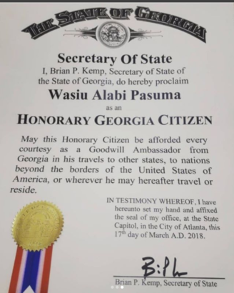 Nigerian Fuji Star, Pasuma Becomes an Honorary Citizen of Atlanta Georgia, USA