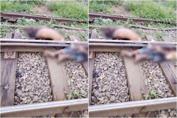 Train Sliced Man, Standing On The Rail Track Into Two, In Ikeja, Lagos [Photo]