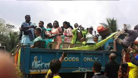 Couple Abia State, Ride Tipper Truck to Their Wedding Venue [Photos]