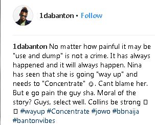 BBNaija: 1dabanton Reveals The Reason Why Nina Dumped Collins For Miracle BBNaija: 1dabanton Reveals The Reason Why Nina Dumped Collins For Miracle