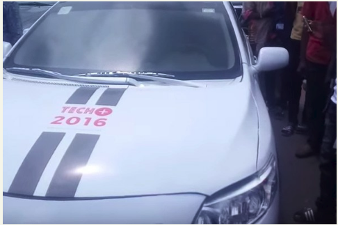 American wonder; Nigerians Mob A Self-Driving Car For The First Time [Video]
