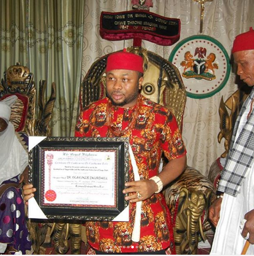 Tonto Dikeh’s Estrange Husband, Olakunle Churchill Bags Chieftaincy Title in Enugu [Photos]