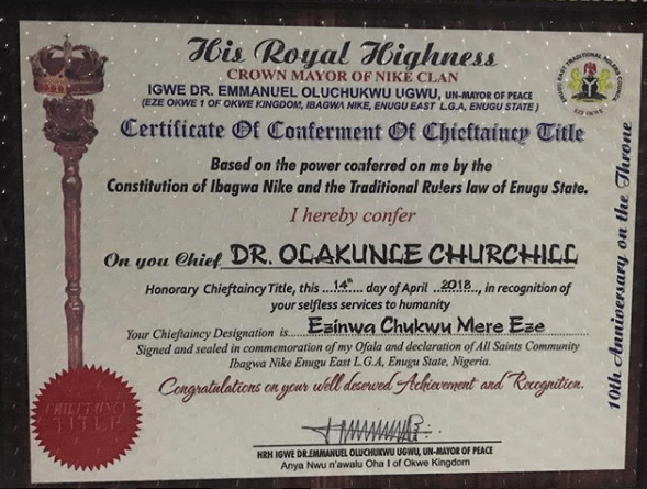 Tonto Dikeh’s Estrange Husband, Olakunle Churchill Bags Chieftaincy Title in Enugu [Photos]