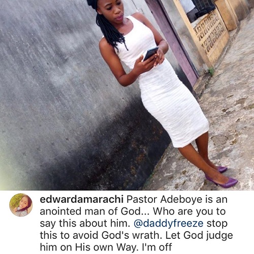 Daddy Freeze Tackles IG User Who Asked Him to Stop Attacking Anointed Pastor E.A Adeboye