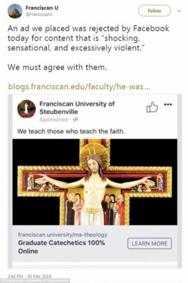 Facebook in Trouble for Rejecting Ads Showing Jesus Crucified to The Cross