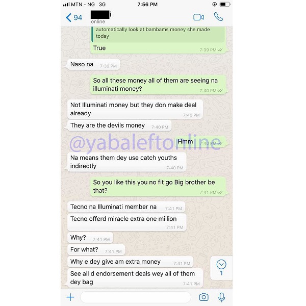 #BBNaija: “Miracle Has Sold His Soul to The Devil and Illuminati for Fame” – Nigerian Man Says, In Chat with Friend. [Screenshots]
