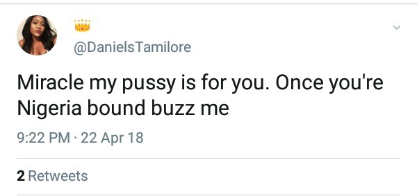 #BBNiaja: Nigerian slay queen, offers BBNaija winner, Miracle her pu**y