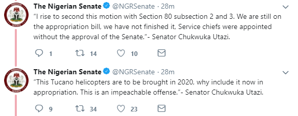 Members of the Nigerian senate this morning moved a motion for the impeachment of President Buhari.