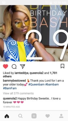 #Bbnaija: Teddy-A Throws Bambam a Surprise Birthday Party [Photo]