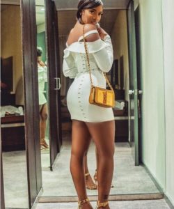 Photos Of Tiwa Savage, As She Steps Out In Sexy Tight Short Gown
