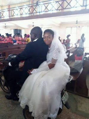 Groom Rides His Bride Down the Aisle with Motorcycle In Benue [Photos]