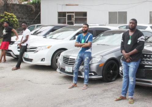 EFCC Arrests 4 Suspected Yahoo Boys in Lekki Area, Charms & Exotic Cars Recovered [Photos]