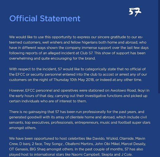 Club 57 Releases Official Statement, Of How Yahoo Members Were Arrested In the Club