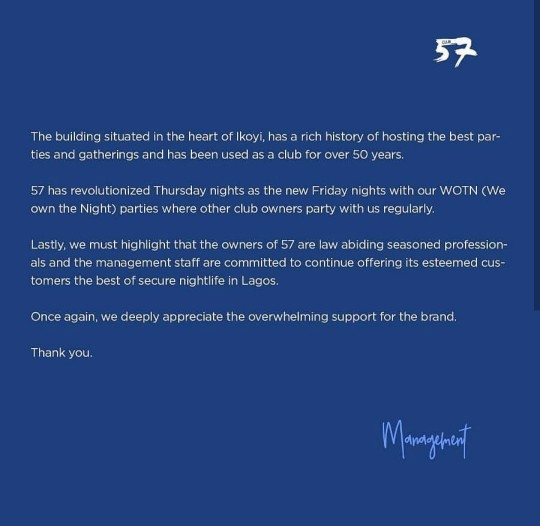 Club 57 Releases Official Statement, Of How Yahoo Members Were Arrested In the Club