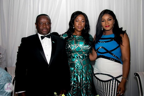 Photos of How Omotola Dressed To the Presidential Inauguration Dinner of Sierra Leone's New President