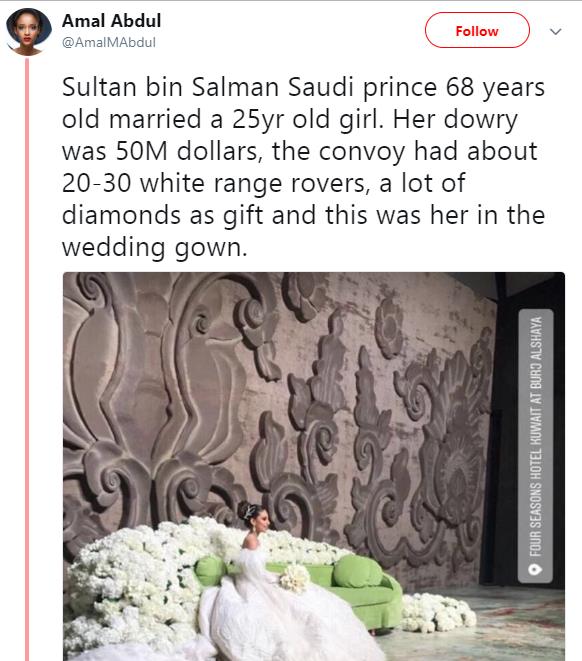 Sultan Bin Salman, 68-Year-Old Saudi Prince, Marries 25-Year-Old Woman After Paying Bride Price Of 50 Million Dollars [Video]