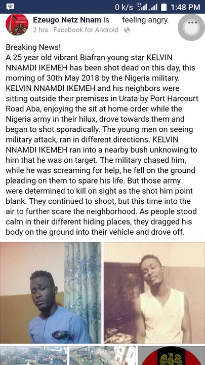 Sit At Home Order: Man Shot Dead In Aba [Photos]