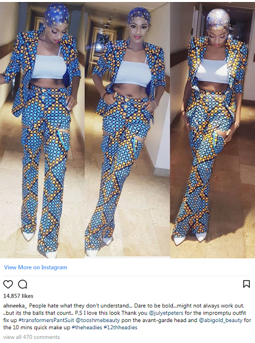 #BBNaija: Ahneeka Blasts Haters Who Slammed Her over Her Headies Outfit