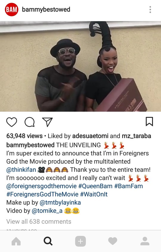 #BBNaija: Reality Star BamBam Bags a Movie Role!!!