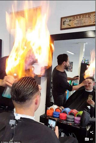 Meet Demirel, The Strange Barber Who Uses Fire To Cut His Clients’ Hair [Photos]