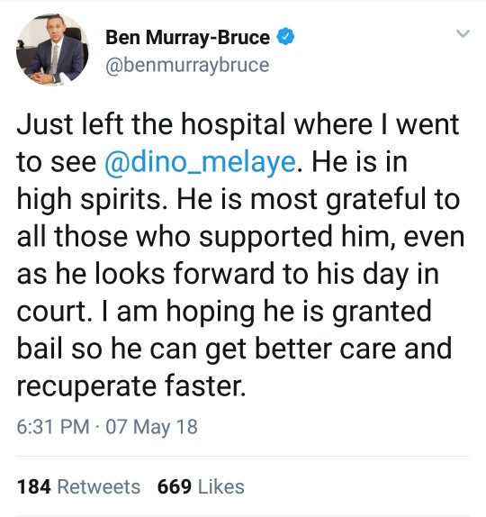 Sen. Ben Bruce Gives Update On Colleague Sen. Dino Melaye's Health Condition