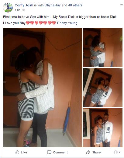 “First Time To Sleep With My Boyfriend.. His D**K Is Big” — Nigerian Lady Says, Shares Photos