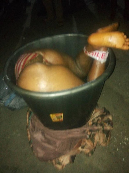 Desperate Nigerian Guy Kills His Girlfriend for Ritual, Stuffs Her Body In A Bucket [Graphic Photos]