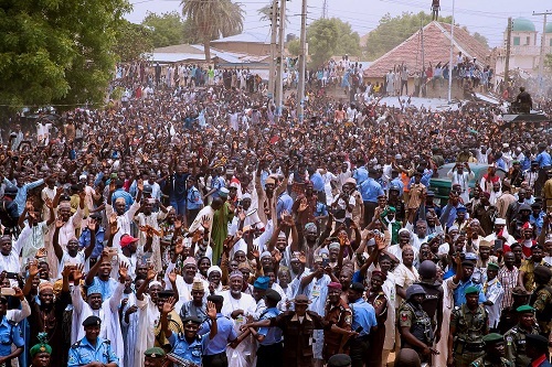 You need to see the Massive Crowd That Welcomed President Buhari to Jigawa State