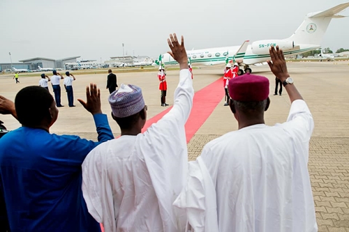 Photos of President Buhari As He Departs Nigeria to London for a Medical Trip 