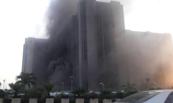 BREAKING: CBN Headquarters In Abuja Currently On Fire 