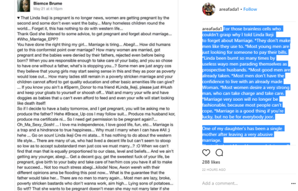 Nigerian veteran singer, Charly Boy, who revealed how happy he was knowing that Linda 