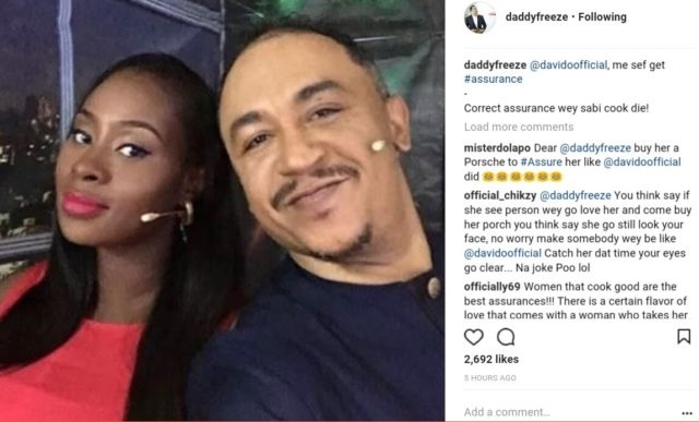 “I Have My Own Assurance”, Daddy Freeze Says as He Reacts to Davido’s Show of Love to Chioma