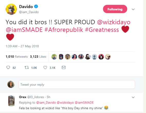 Happy Davido Reacts After Seeing the Crowd Wizkid Pull Out At 02arena In London