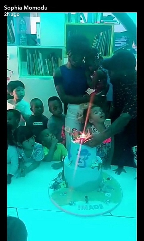 Finally, Sophia Momodu Reunites with Davido to Celebrate Imade Adeleke’s Birthday in Her School [Photos]