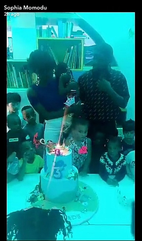 Finally, Sophia Momodu Reunites with Davido to Celebrate Imade Adeleke’s Birthday in Her School [Photos]