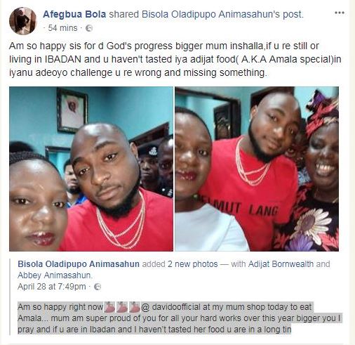 Photos of Davido as he Visits Roadside Eatery in Ibadan to enjoy hot Amala and Ewedu [Photos]