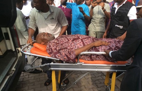 Photos of Dino Melaye As He Arrives Lokoja in an Ambulance Set To Be Arraigned [Photos]
