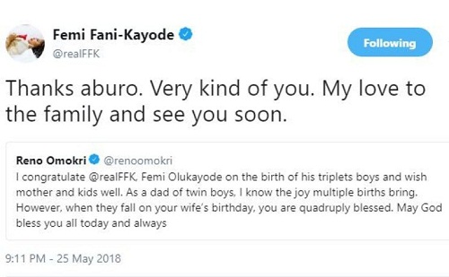 The Birth Of Fani Kayode’s Triplets Unites Reno Omokri And Fani Kayode