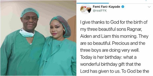 Endless Celebration for Femi Fani-Kayode As Wife Welcomes Triplets This Morning [photos]