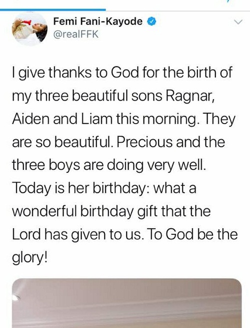 Endless Celebration for Femi Fani-Kayode As Wife Welcomes Triplets This Morning [photos]