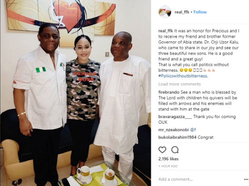 Photos of Orji Uzor Kalu, As He Visits Triplet Parents, Femi Fani-Kayode and His Wife