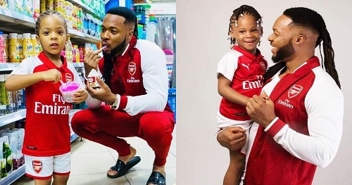 Flavour and Daughters Rock Matching Arsenal Outfit To Celebrate Wenger Arsenal Exit