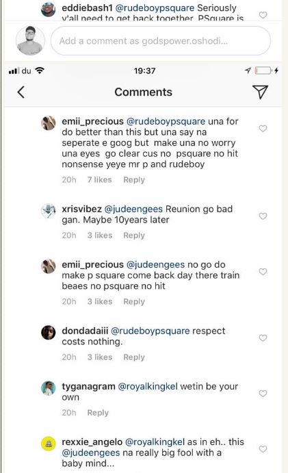 Fans troll Jude Okoye for “Splitting P’square” After Commenting on Wizkid’s Post