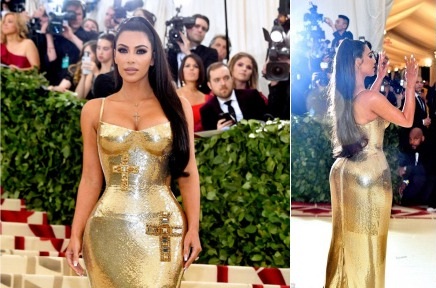 Kim Kardashian Slays In Gold As She Attends 2018 Met Gala without Kanye West