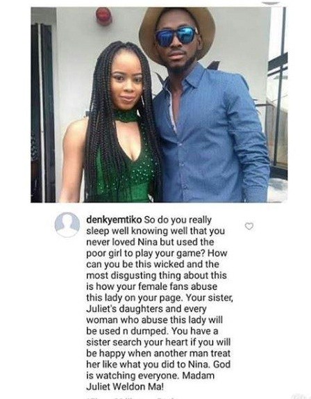 #BBNaija: Millionaire Miracle Called Out By Follower for Dumping Nina